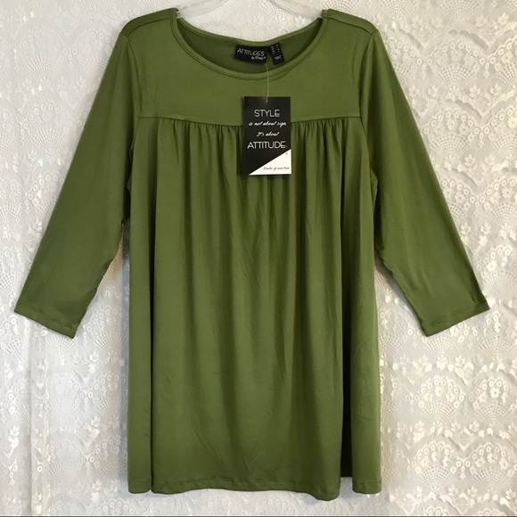 NWT Attitudes by Renee Moss Green Tunic- medium - Picture 2 of 6
